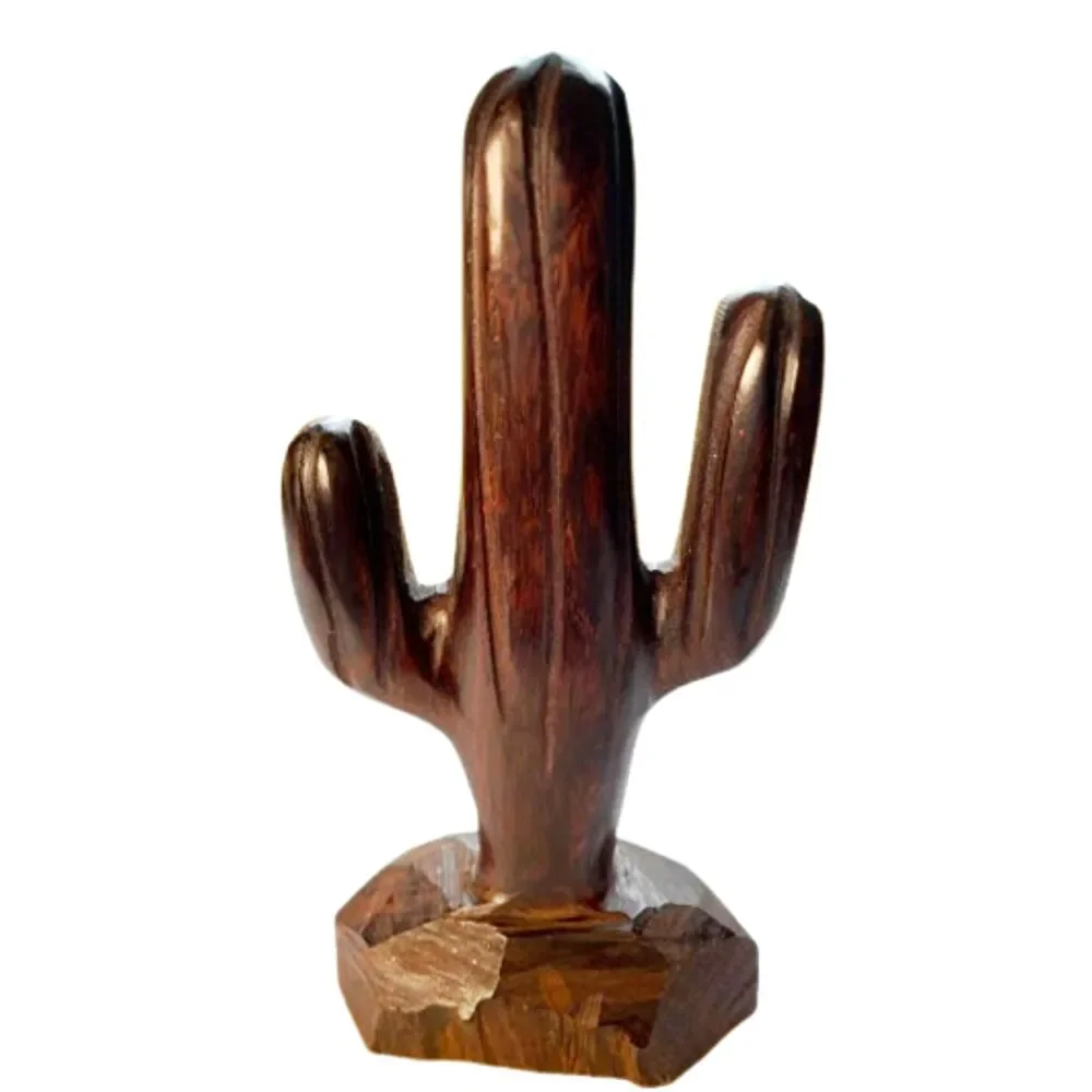 Vintage Hand-Carved Ironwood Saguaro Cactus Sculpture